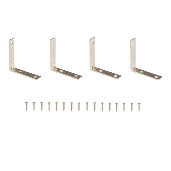 Prosource Corner Brace, 3 in L, 3 in W, 3/4 in H, Steel, Bright Brass, 2.6 mm Thick Material - CB-S03-C4PS