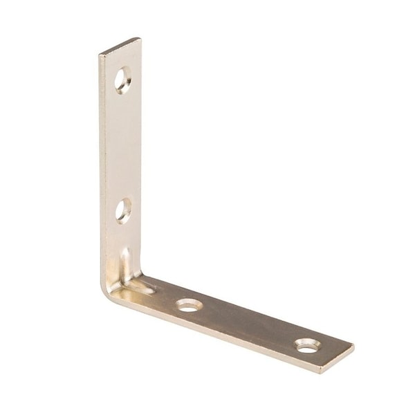 Prosource Corner Brace, 3 in L, 3 in W, 3/4 in H, Steel, Bright Brass, 2.6 mm Thick Material - CB-S03-C4PS