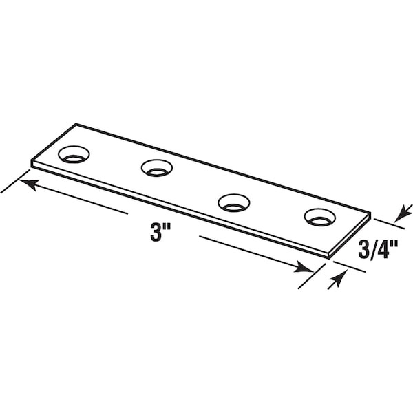 Prime-Line Mending Plates, 3/4 in. x 3 in., Zinc, PK10 - U 9247