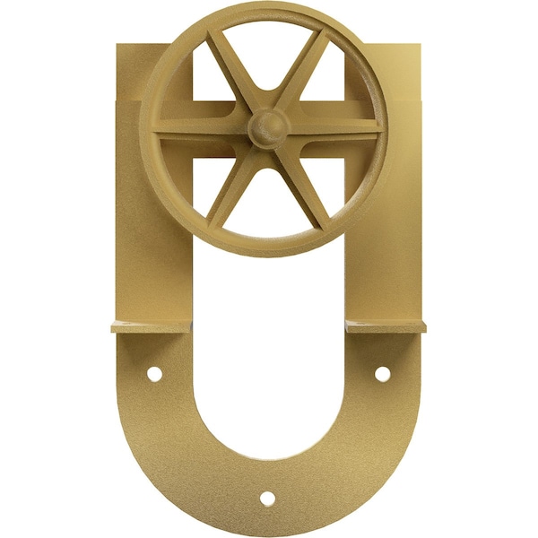 Ekena Millwork Premium Wagon Wheel Horseshoe Roller Hanger w/ Bolts for Barn Door for 1 3/4" Doors, Jacob's Gold - GB60014R2WJG