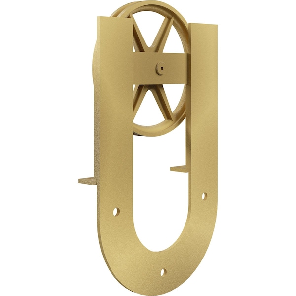 Ekena Millwork Premium Wagon Wheel Horseshoe Roller Hanger w/ Bolts for Barn Door for 1 3/4" Doors, Jacob's Gold - GB60014R2WJG