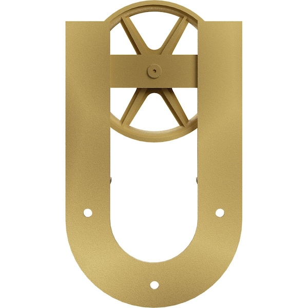 Ekena Millwork Premium Wagon Wheel Horseshoe Roller Hanger w/ Bolts for Barn Door for 1 3/4" Doors, Jacob's Gold - GB60014R2WJG