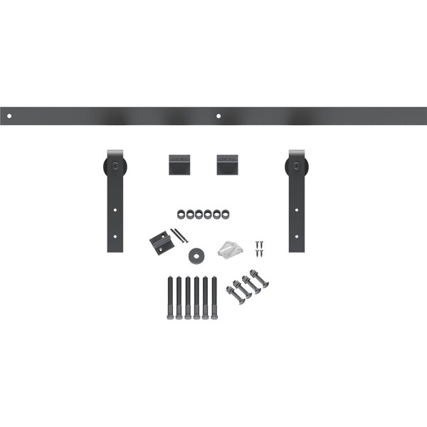 Ekena Millwork Premium J-Strap Barn Door Hardware Set w/ 5' 4" Track for 2 1/4" Doors, Silver Metallic - GB60015H54SM