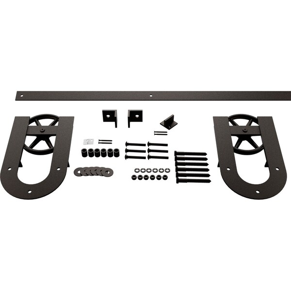 Ekena Millwork Premium Wagon Wheel Horseshoe Barn Door Hardware Set w/ 5' 4" Track for 1 3/4" Doors, Arch Bronze - GB6001454H2WAB