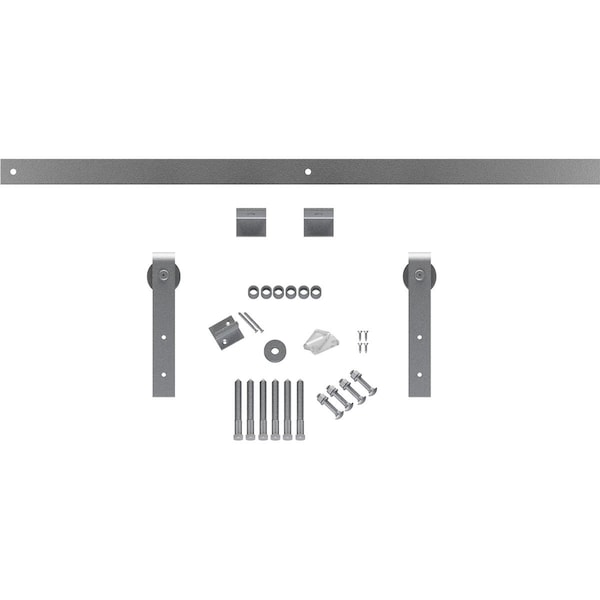 Ekena Millwork Premium J-Strap Barn Door Hardware Set w/ 6' Track for 1 3/8" Doors, PC Chrome - GB60013H6CR