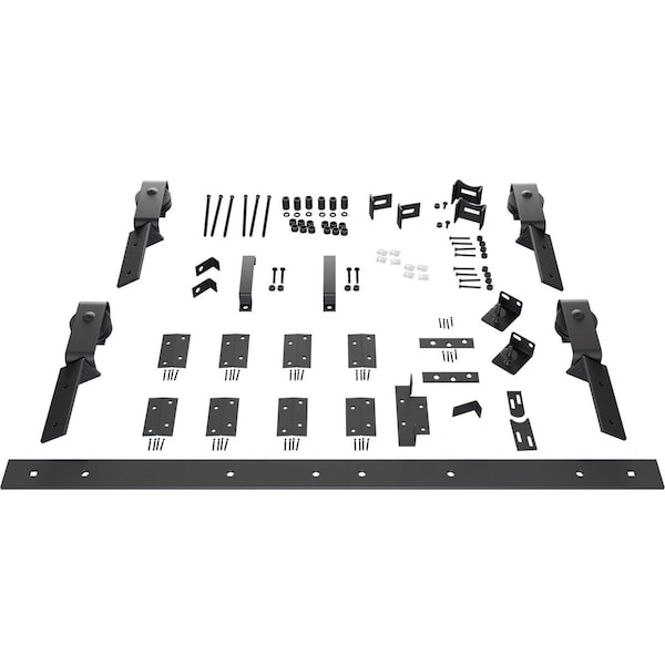 Ekena Millwork Barnfold J-Strap 4-Door Hardware Set for 1 1/4" to 1 3/8" Doors with 56" Track, Silver Metallic - GB6007M4D56SM