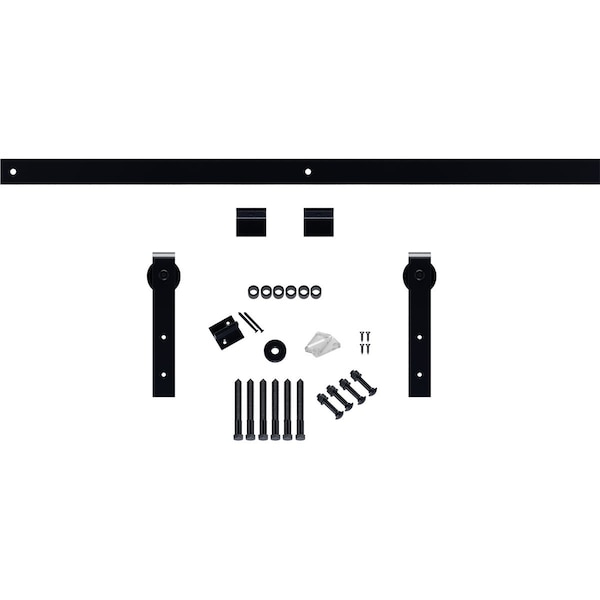 Ekena Millwork Premium J-Strap Barn Door Hardware Set w/ 4' Track for 1 3/4" Doors, Dark Gray - GB60014H4DG