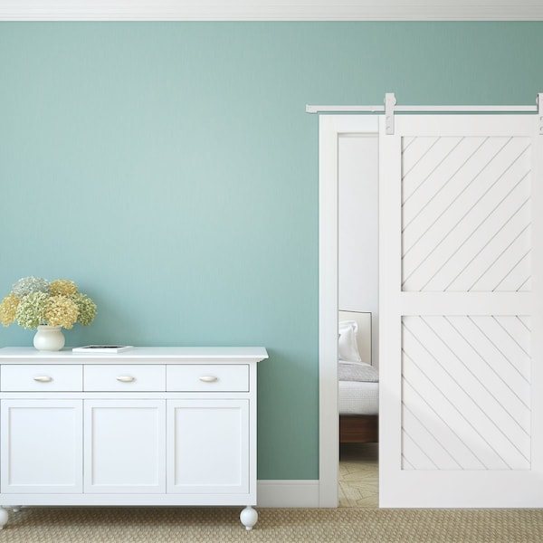 Ekena Millwork Premium J-Strap Barn Door Hardware Set w/ 5' Track for 1 3/8" Doors, Rocket White - GB60013H5RW