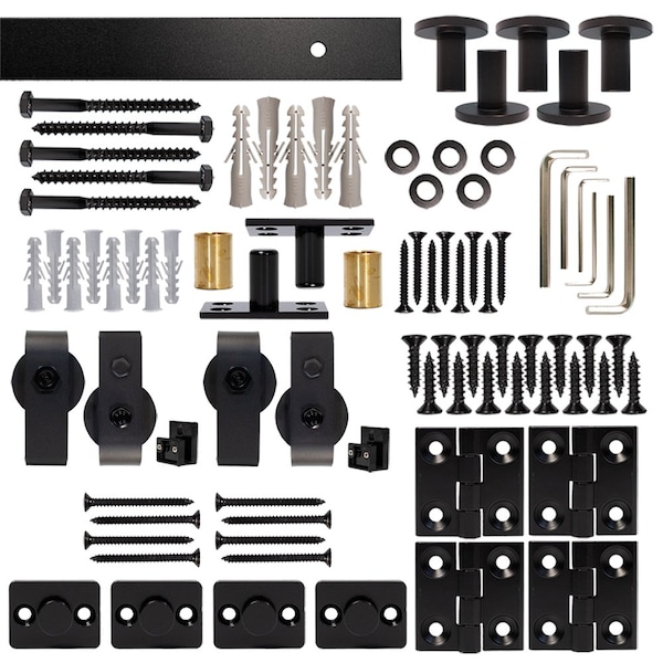 Quiet Glide Black 72 in. Double Bi-Fold Top Mount Sliding Barn Door Track and Hardware Kit - NT.BF1500.TM.08-6-2