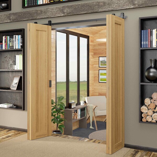 Quiet Glide Black 72 in. Double Bi-Fold Top Mount Sliding Barn Door Track and Hardware Kit - NT.BF1500.TM.08-6-2