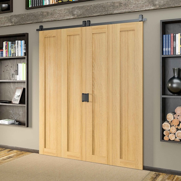 Quiet Glide Black 72 in. Double Bi-Fold Top Mount Sliding Barn Door Track and Hardware Kit - NT.BF1500.TM.08-6-2