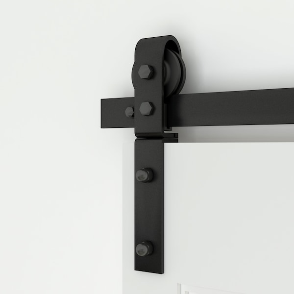 Quiet Glide Black 48 in. Single Bi-Fold Front Mount Sliding Barn Door Track and Hardware Kit - NT.BF1500.FM.08-4
