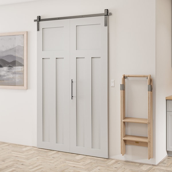 Quiet Glide Black 48 in. Single Bi-Fold Front Mount Sliding Barn Door Track and Hardware Kit - NT.BF1500.FM.08-4