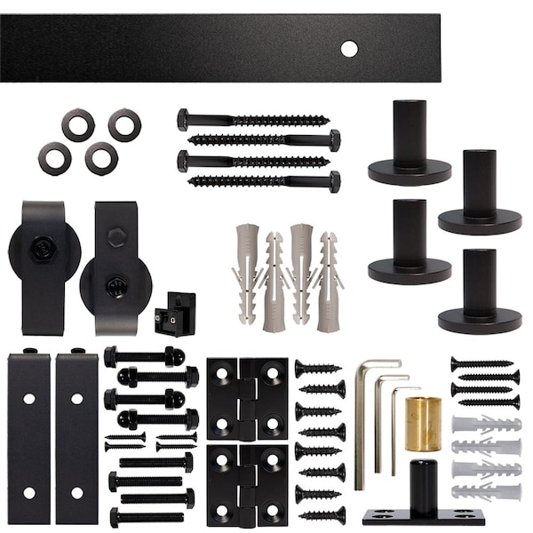 Quiet Glide Black 48 in. Single Bi-Fold Front Mount Sliding Barn Door Track and Hardware Kit - NT.BF1500.FM.08-4