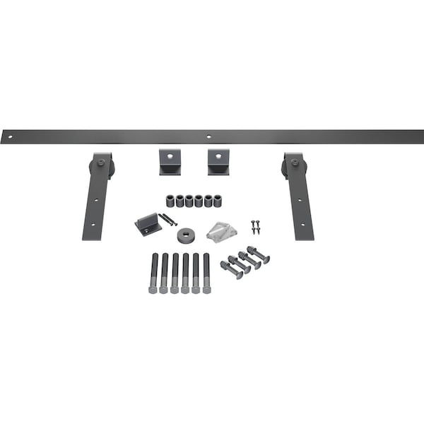 Ekena Millwork Premium J-Strap Barn Door Hardware Set w/ 5' Track for 1 3/8" Doors, Silver Metallic - GB60013H5SM