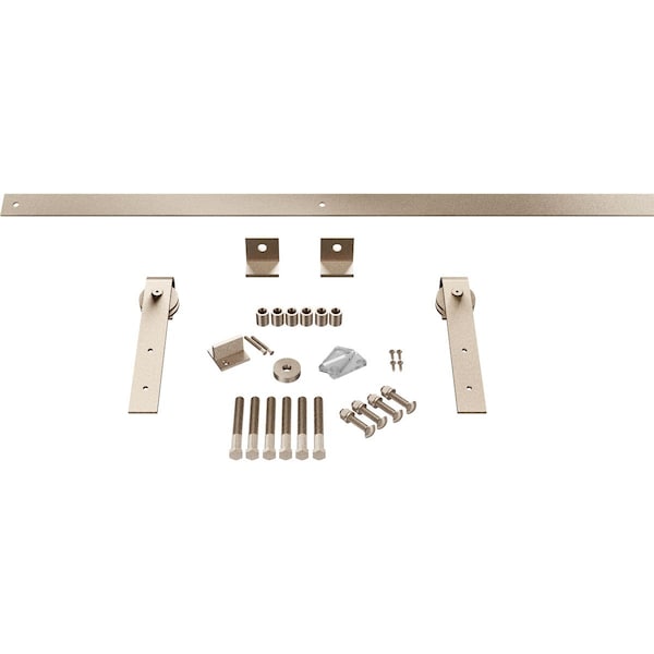 Ekena Millwork Premium J-Strap Barn Door Hardware Set w/ 7' Track for 1 3/8" Doors, White Bronze - GB60013H7WZ