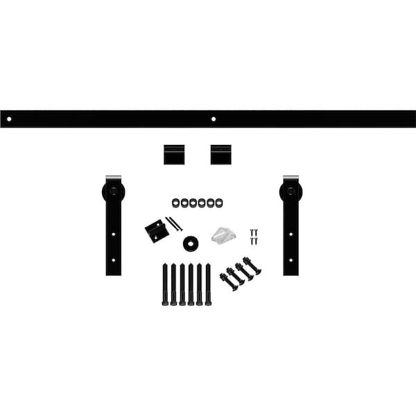 Ekena Millwork Premium J-Strap Barn Door Hardware Set w/ 4' Track for 1 3/4" Doors, Black - GB60014H4BL