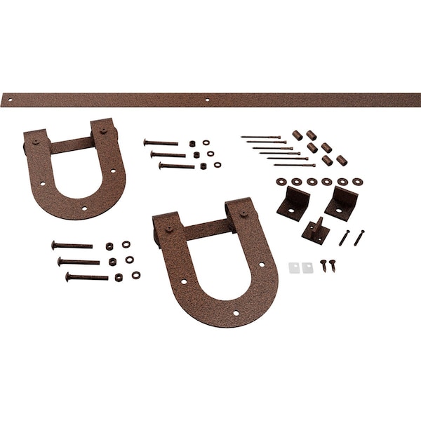 Ekena Millwork Premium Horseshoe Barn Door Hardware Set w/ 7' Track for 1 3/8" Doors, Copper Vein - GB60013H27CV