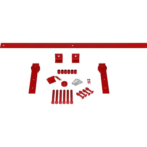 Ekena Millwork Premium J-Strap Barn Door Hardware Set w/ 5' 4" Track for 2 1/4" Doors, Regal Red - GB60015H54RR