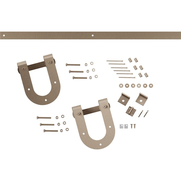 Ekena Millwork Premium Horseshoe Barn Door Hardware Set w/ 5' Track for 2 1/4" Doors, White Bronze - GB60015H25WZ