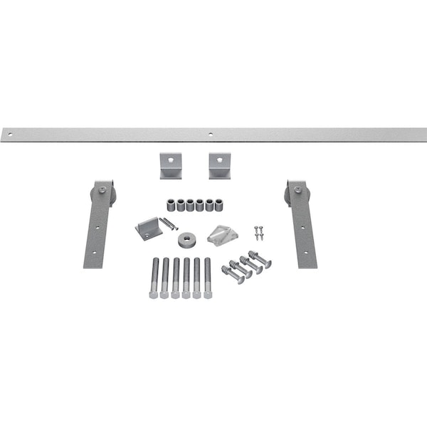 Ekena Millwork Premium J-Strap Barn Door Hardware Set w/ 7' Track for 2 1/4" Doors, PC Chrome - GB60015H7CR