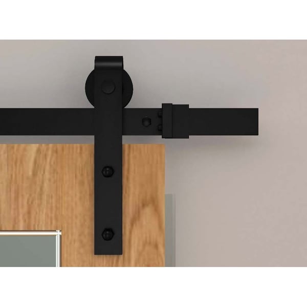 Orca Hardware 8' Flat Track Kit, Two 4' Tracks w/Connector Plate, Standard Drop Hangers, Black Finish - FTST-BL-8C