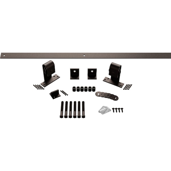 Ekena Millwork Premium J-Top Mount Barn Door Hardware Set w/ 4' Track for 1 3/8" to 2 1/4" Doors, Bronze Texture - GB60010H4BZ
