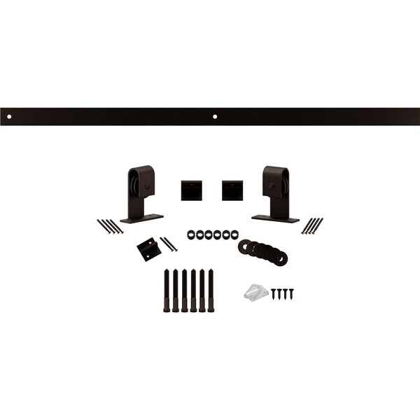 Ekena Millwork Premium J-Top Mount Barn Door Hardware Set w/ 4' Track for 1 3/8" to 2 1/4" Doors, Bronze Texture - GB60010H4BZ