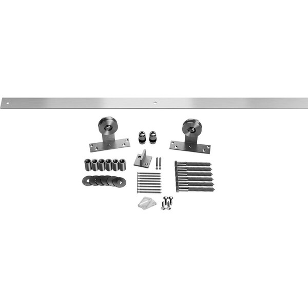 Ekena Millwork Straight Top Barn Door Hardware Set w/ 8' Track for 1 3/8" to 2 1/4" Doors, Stainless Steel - GB60050H8SS