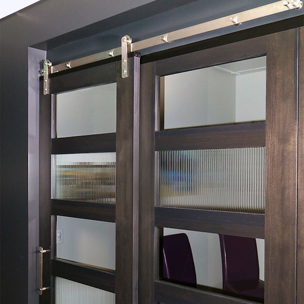 Ekena Millwork Straight Top Barn Door Hardware Set w/ 8' Track for 1 3/8" to 2 1/4" Doors, Stainless Steel - GB60050H8SS