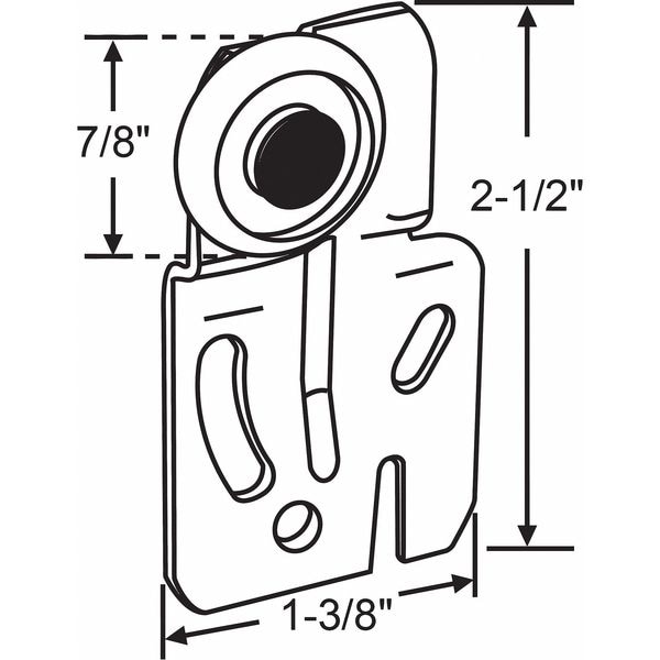 Zoro Select Door Front Hanger, Nylon/Steel, 2-1/2"L - 3-152