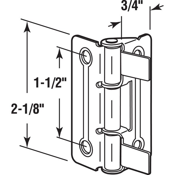 Johnson Hardware Prime-Line 2-1/8 in. L Brass-Plated Door Hinge 2 pk - 161908