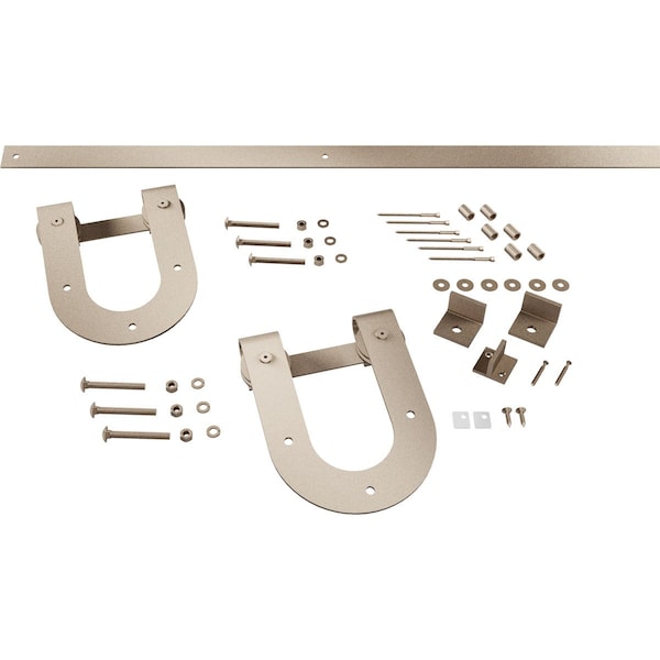 Ekena Millwork Premium Horseshoe Barn Door Hardware Set w/ 8' Track for 2 1/4" Doors, White Bronze - GB60015H28WZ