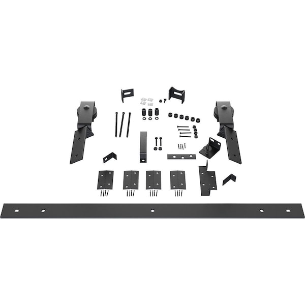 Ekena Millwork Barnfold J-Strap 2-Door Hardware Set for 1 1/4" to 1 3/8" Doors with 24" Track, Silver Metallic - GB6007M2D24SM