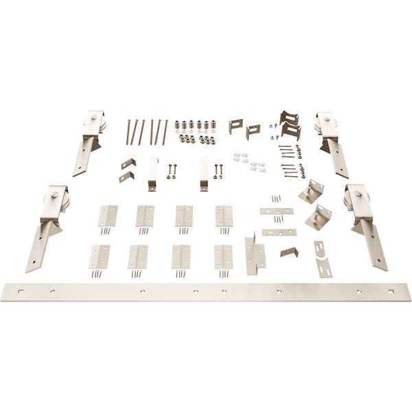 Ekena Millwork Barnfold J-Strap 4-Door Hardware Set for 1 1/4" to 1 3/8" Doors with 64" Track, White Bronze - GB6007M4D64WZ