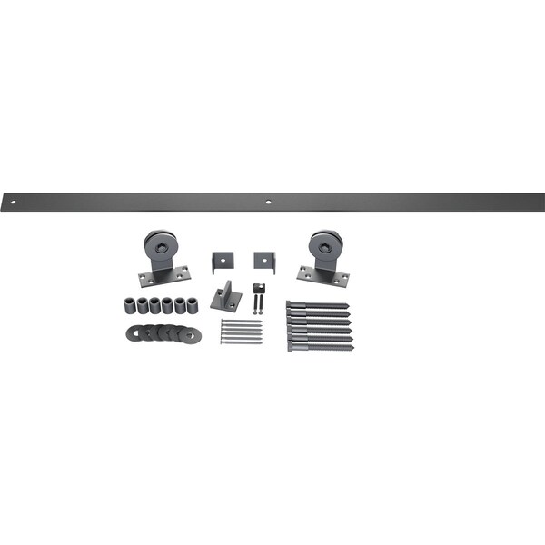 Ekena Millwork Economy Straight Top Barn Door Hardware Set & Silent Rollers for 1 3/8" to 1 3/4" Doors - GB6008HTM48SM