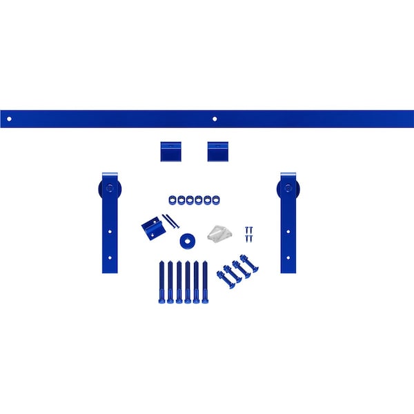 Ekena Millwork Premium J-Strap Barn Door Hardware Set w/ 4' Track for 2 1/4" Doors, Blue Ribbon - GB60015H4BR