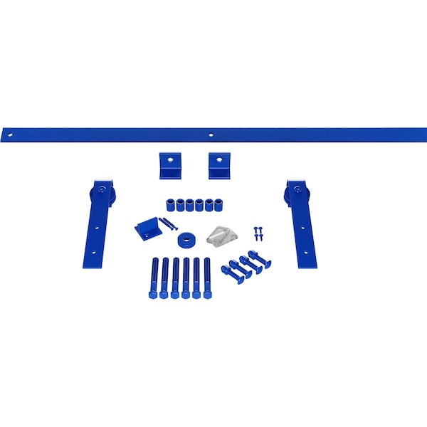 Ekena Millwork Premium J-Strap Barn Door Hardware Set w/ 4' Track for 2 1/4" Doors, Blue Ribbon - GB60015H4BR