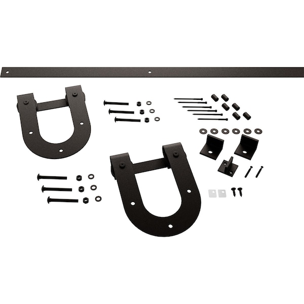Ekena Millwork Premium Horseshoe Barn Door Hardware Set w/ 6' Track for 1 3/8" Doors, Arch Bronze - GB60013H26AB