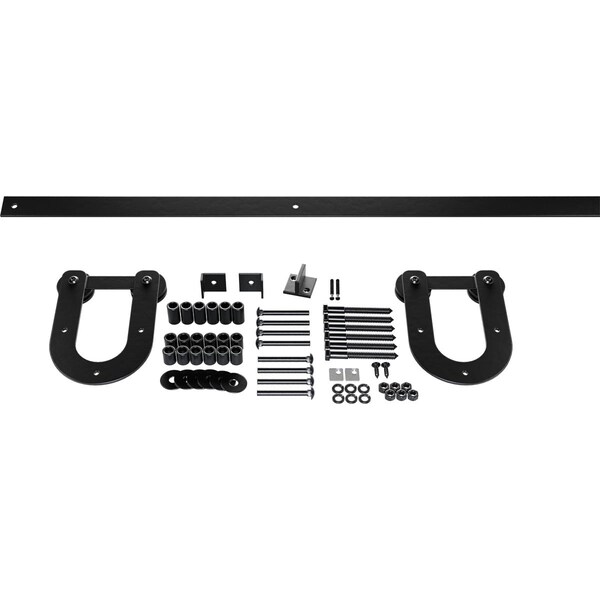 Ekena Millwork Economy Horseshoe Barn Door Hardware Set w/ 5' 4" Track & Silent Rollers for 1 3/8" to 1 3/4" Doors - GB6008H254BL