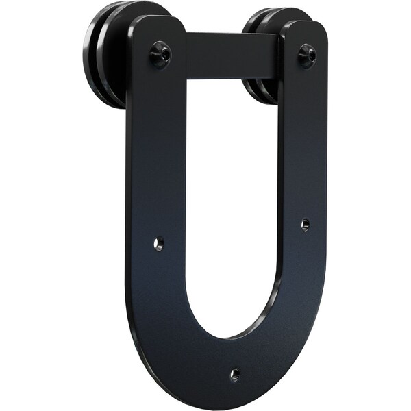 Ekena Millwork Economy Horseshoe Silent Roller Hanger w/ Bolts for Barn Door for 1 3/8" to 1 3/4" Doors, Black - GB6008R2BL