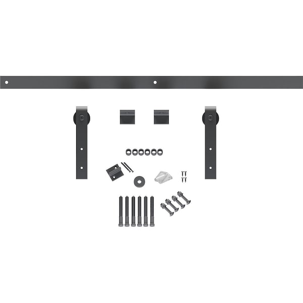 Ekena Millwork Premium J-Strap Barn Door Hardware Set w/ 4' Track for 2 1/4" Doors, Silver Metallic - GB60015H4SM