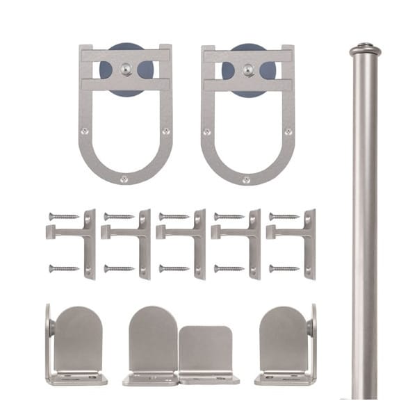 Quiet Glide Satin Nickel 96 in Horseshoe Sliding Door Hardware - QG.1300.HS-96.02