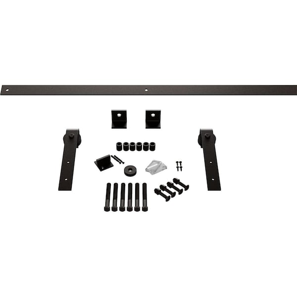 Ekena Millwork Premium J-Strap Barn Door Hardware Set w/ 8' Track for 1 3/4" Doors, Arch Bronze - GB60014H8AB