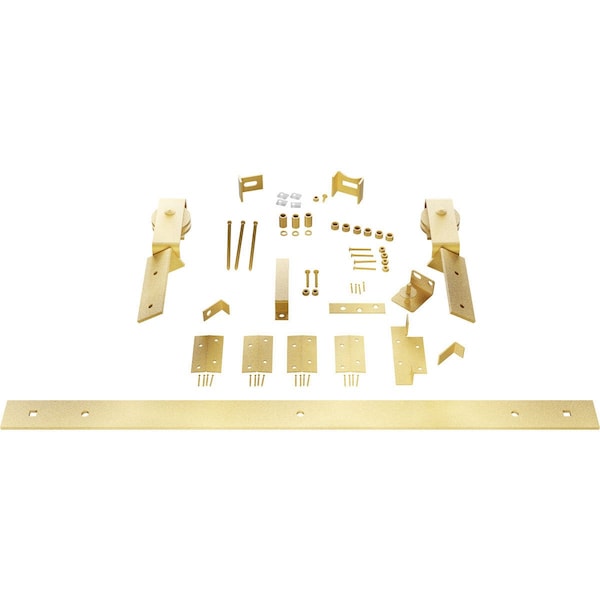 Ekena Millwork Barnfold J-Strap 2-Door Hardware Set for 1 1/4" to 1 3/8" Doors with 24" Track, Jacob's Gold - GB6007M2D24JG