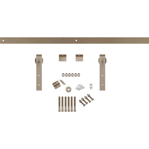 Ekena Millwork Premium J-Strap Barn Door Hardware Set w/ 5' 4" Track for 2 1/4" Doors, White Bronze - GB60015H54WZ