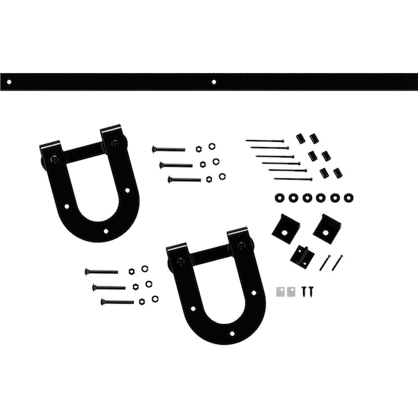 Ekena Millwork Premium Horseshoe Barn Door Hardware Set w/ 4' Track for 1 3/8" Doors, Black - GB60013H24BL