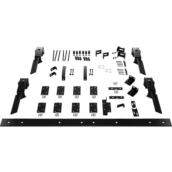Ekena Millwork Barnfold J-Strap 4-Door Hardware Set for 1 1/4" to 1 3/8" Doors with 96" Track, Black - GB6007M4D96BL