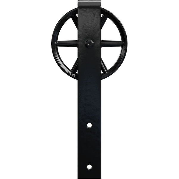 Ekena Millwork Premium Wagon Wheel Roller Hanger w/ Bolts for Barn Door for 2 1/4" Doors, Black - GB60015RWBL