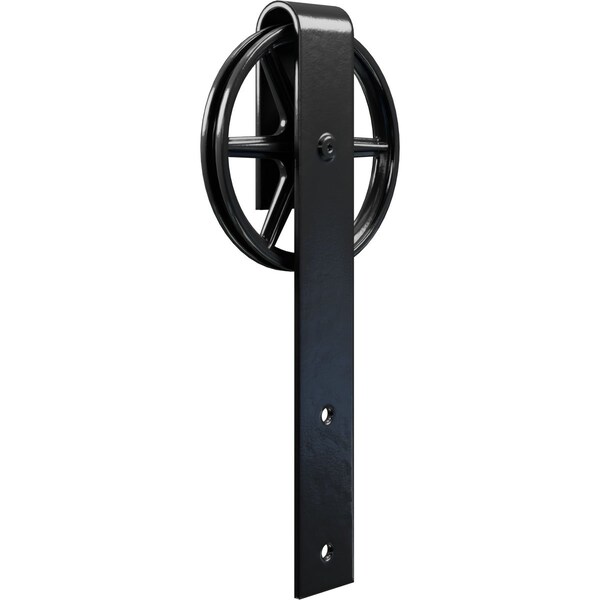 Ekena Millwork Premium Wagon Wheel Roller Hanger w/ Bolts for Barn Door for 2 1/4" Doors, Black - GB60015RWBL